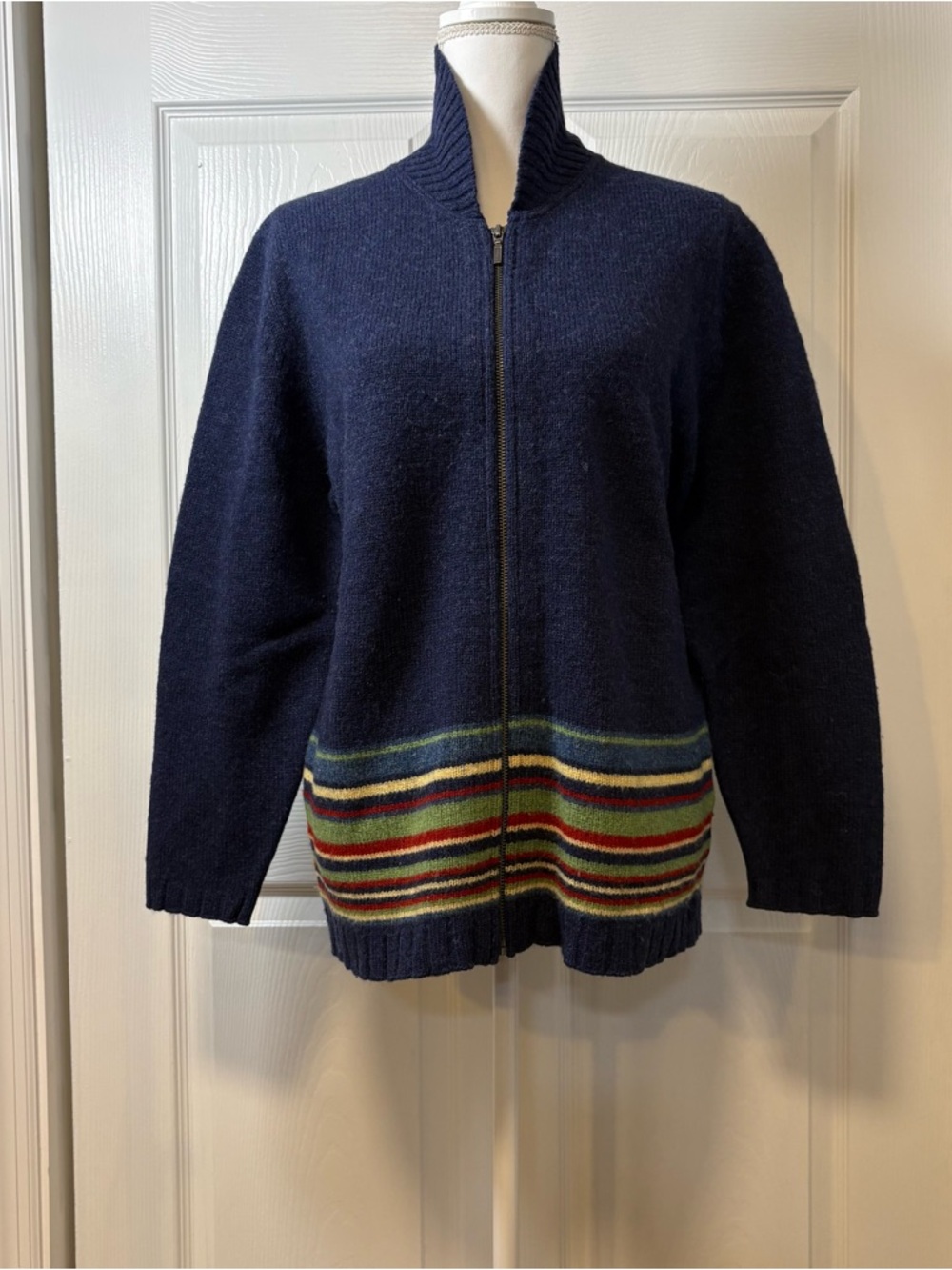 Vintage Y2K Lands End Wool Cardigan XL 18/20 Cabincore Coastal Grandma